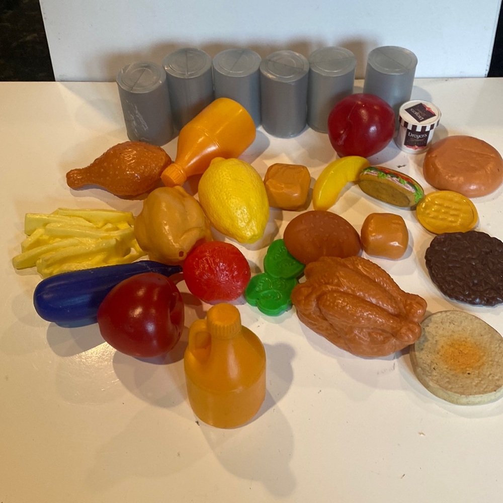 Vintage Lot of 28 Toy Foods for Child’s Kitchen